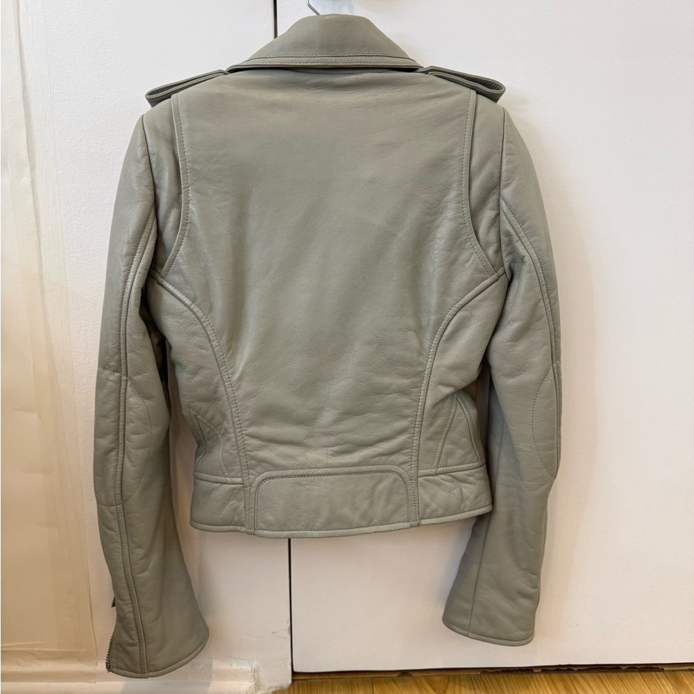 Balenciaga Leather Motorcycle Jacket Early 2000s Nicolas Ghesquière Gray Size 38 - Picture 4 of 11